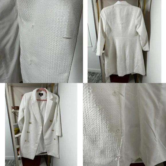 TRENDY LONG SLEEVE DOUBLE
BREASTED BLAZER MINI
DRESS - WHITE - Picture 6 of 17
